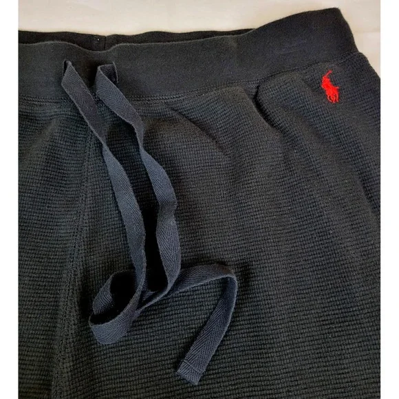 Polo Ralph Lauren Mens Black Waffle Knit Sleepwear Pajama Pants Large Red Pony - Picture 5 of 6